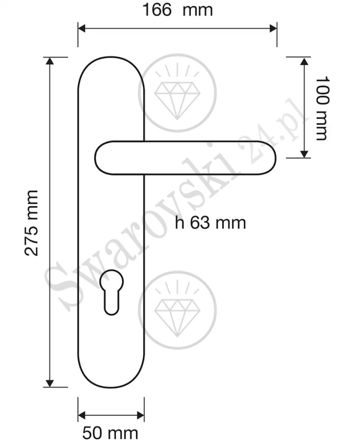 Klamka Elika Crystal 991PL - wymiary